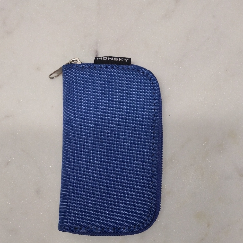 Honsky Blue Zippered Wallet Memory Card Holder